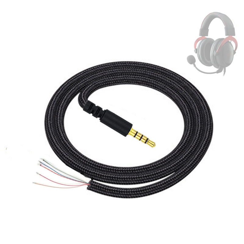 Headphone Cable Replacement 3.5mm Male Plug Jack Connector to Bare Wire Open End TRS 5 Pole Stereo Cord for Hyper X S A0NB