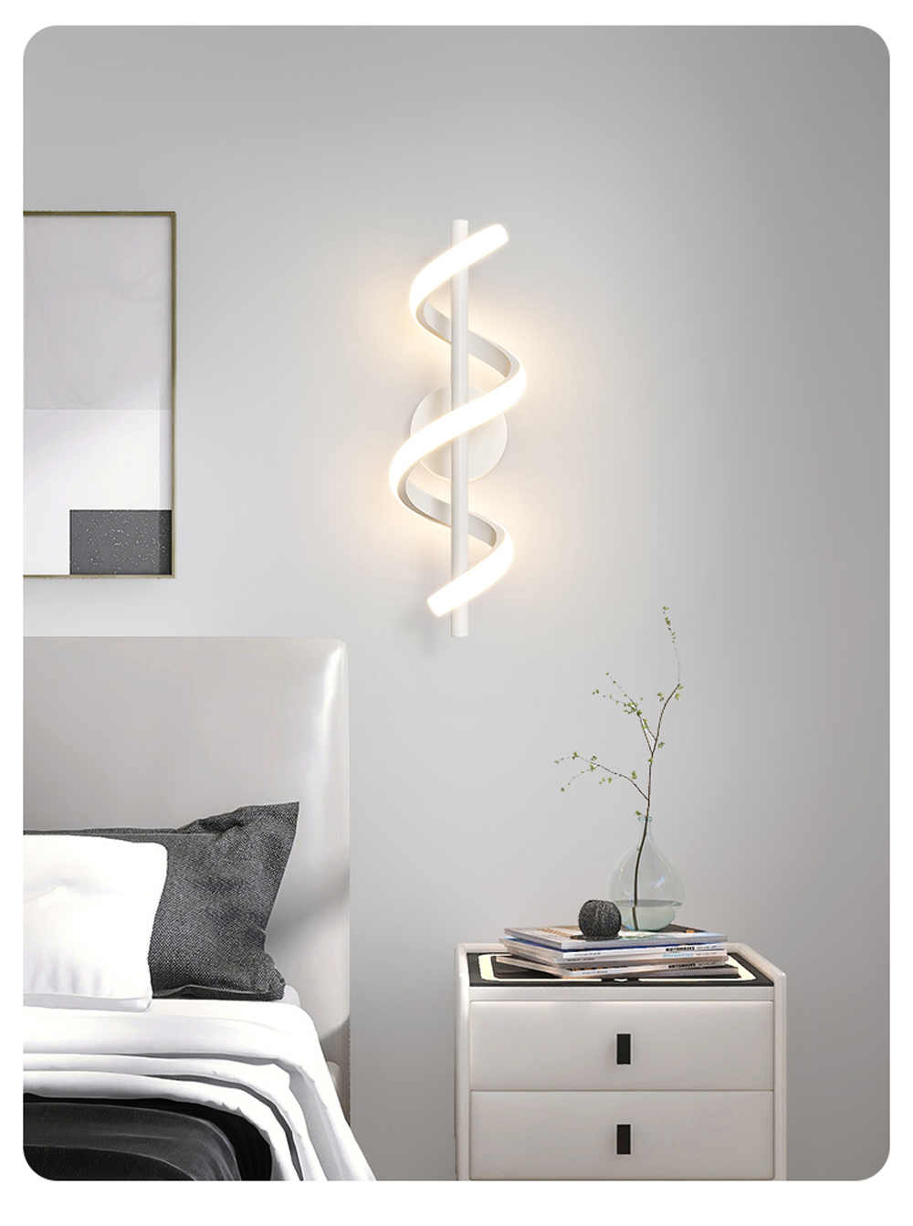 Modern Minimalist Black White Gold LED Wall Lamp Living Room Background Light Bedroom Bedside Lighting Home Interior Decor