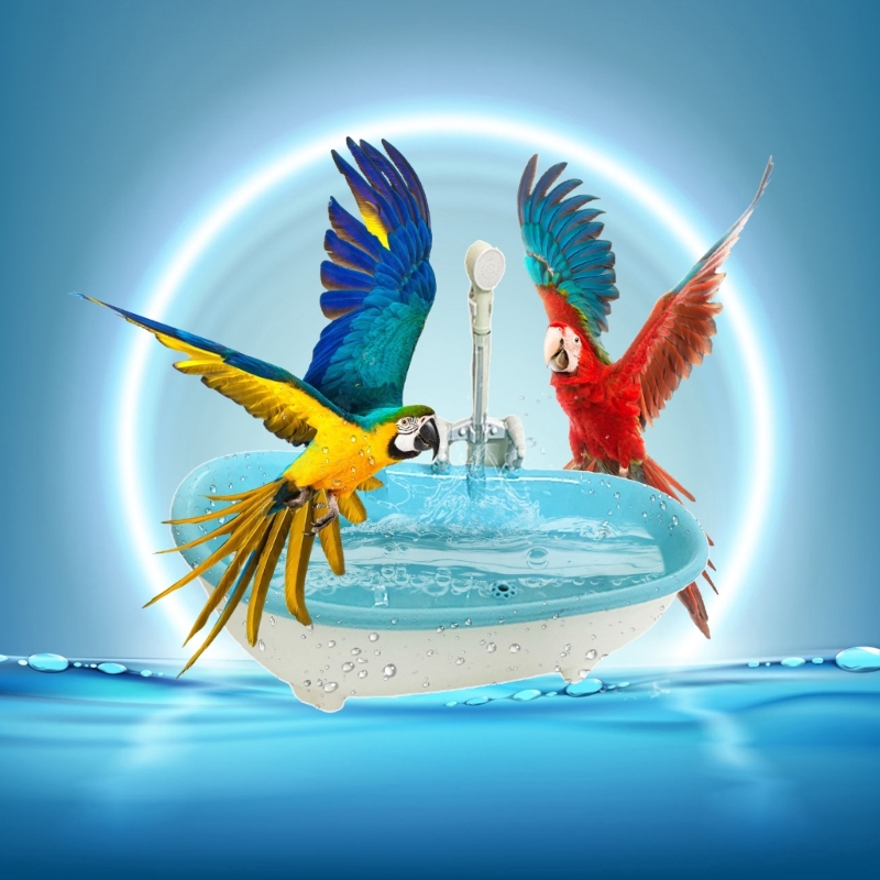 Title 5, Parrot Bird Bathtub Plastic Water Bath Shower B...