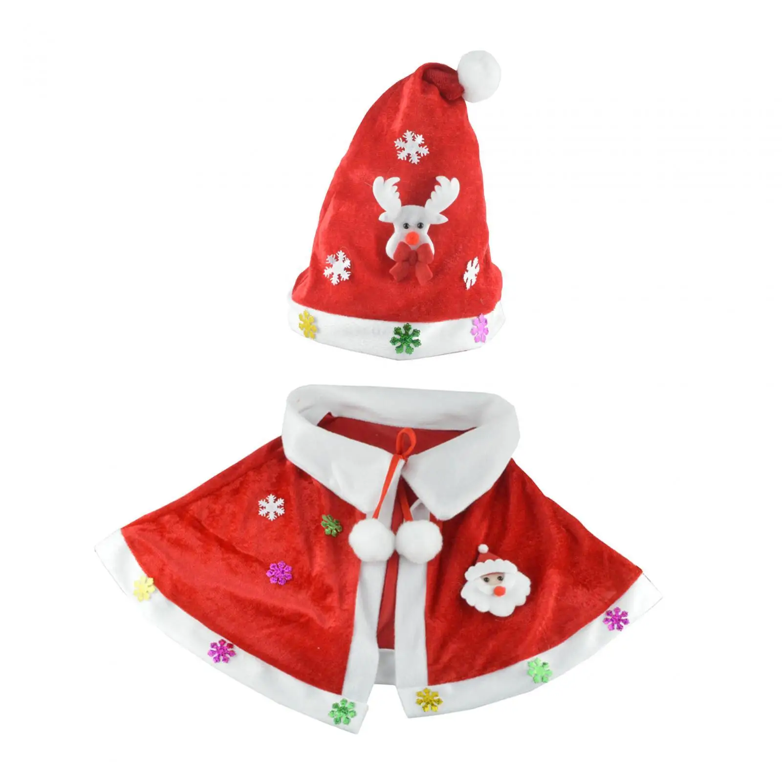 Christmas Cloak Thicken Shawl Red Velvet Cape for Festival New Year Carnival