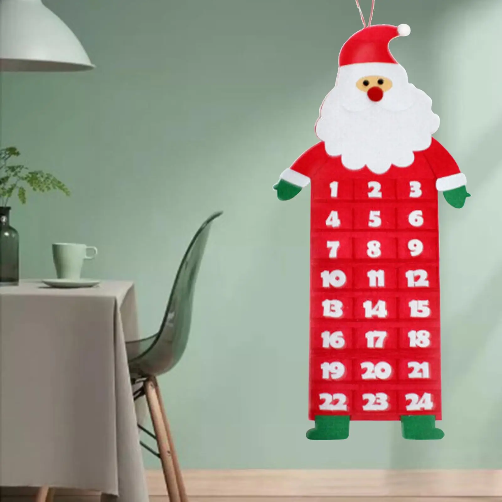 Creative Advent Calendar Decor with Pockets Felt DIY Pendant Fillable Hanging for Xmas Office New Year