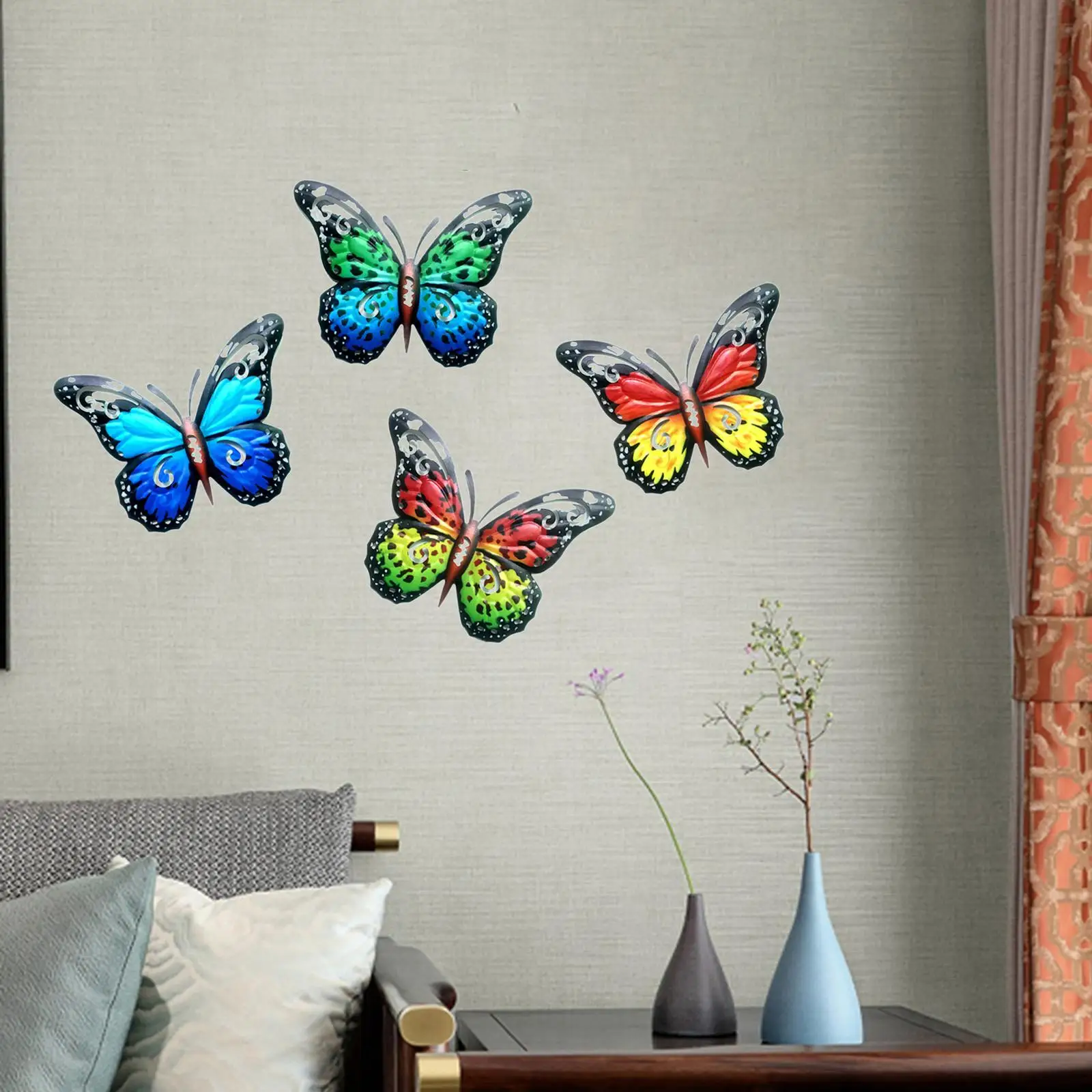 4Pcs Elegant Butterfly Wall Art Decor Housewarming gift Butterflies Decoration for Kitchen Terrace Home Bedroom Door