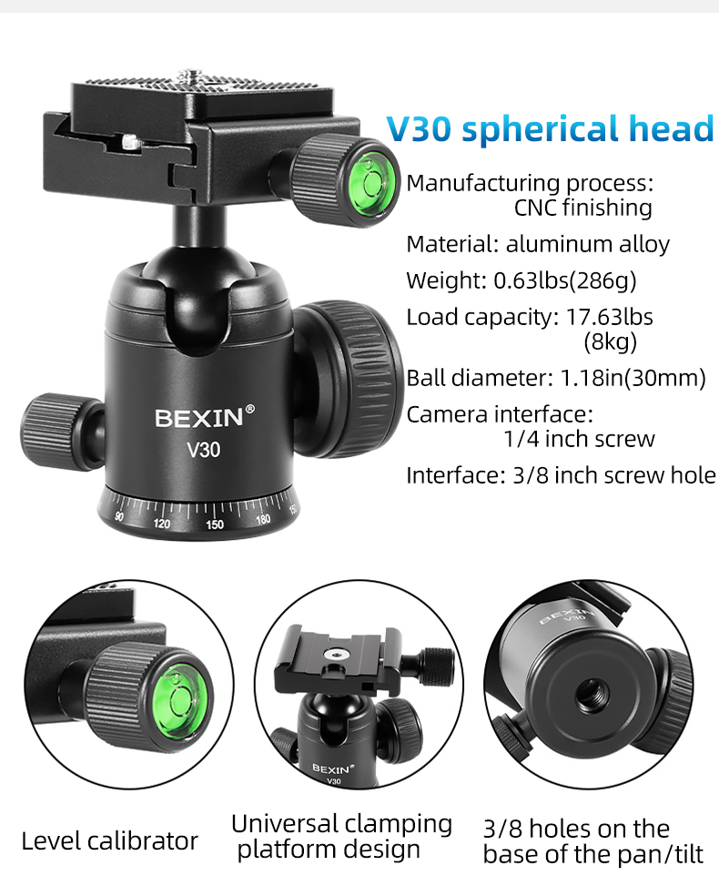 BEXIN Reise-Profi-Stativ Leichtes Carbonfaser-Einbeinstativ mit Kugelkopf für Canon Sony Nikon DSLR-Kameras – Detail 17