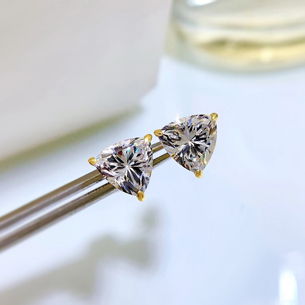 PuBang Fine Jewelry Ohrstecker aus echtem 925er-Sterlingsilber mit Trillion-Schliff-Edelstein, hergestellt mit Moissanit-Ohrsteckern für Frauen, Geschenk im Großhandel – Detail 5