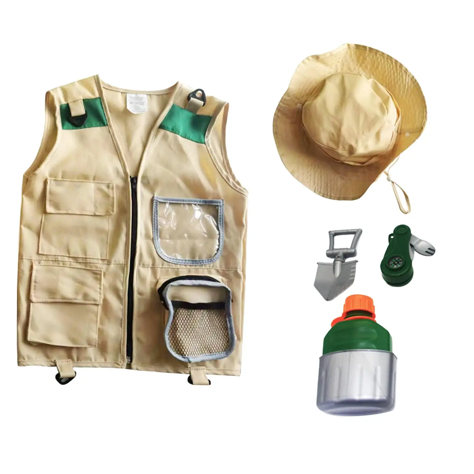 Outdoor Adventure Kits Backyard Costume Washable Cargo Vest Kids Camping Gear for Zoo Keeper Boys Girls Halloween Birthday Gift