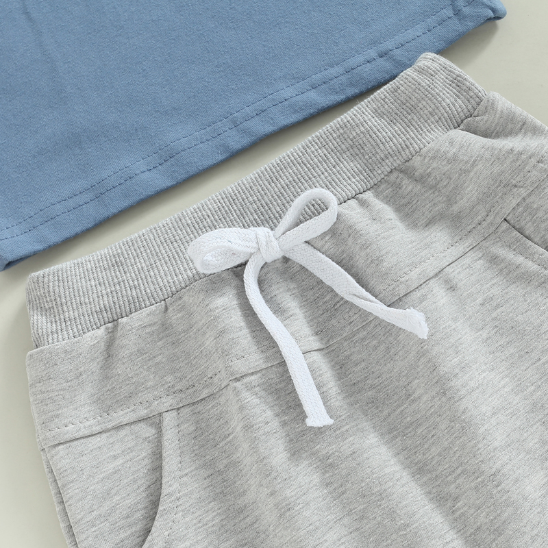 FOCUSNORM 4 Farben Sommer Kausalen Baby Jungen Kleidung Sets 2 stücke Brief Drucken Kurzarm Pullover T Shirts + Solide shorts – Detail 6
