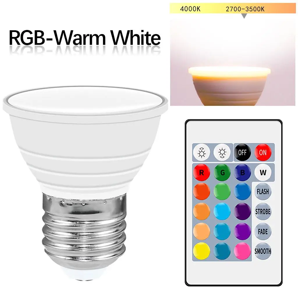 IR Remote Control LED RGB Bulb Lamp RGB + White 16 Color LED Lamp Home Decoration Interior Spot Light