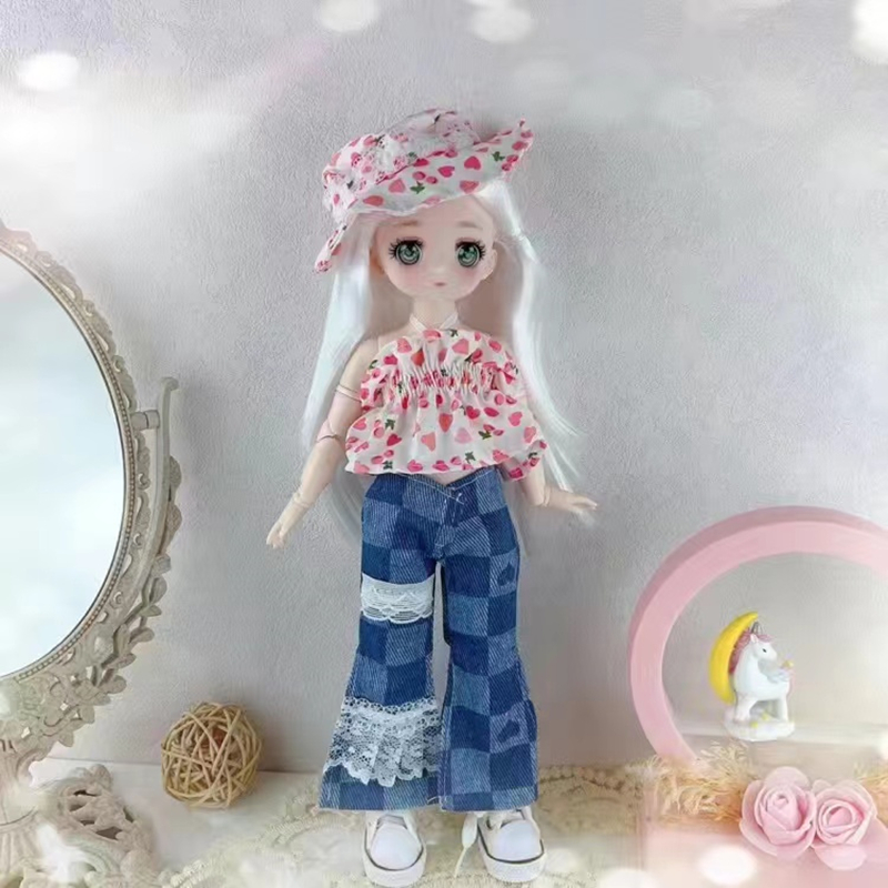 30cm Kawaii BJD Doll Girl 6 Points Joint Movable Doll with Fashion Clothes Soft Hair Dress Up Girl Toys Birthday Gift Doll New