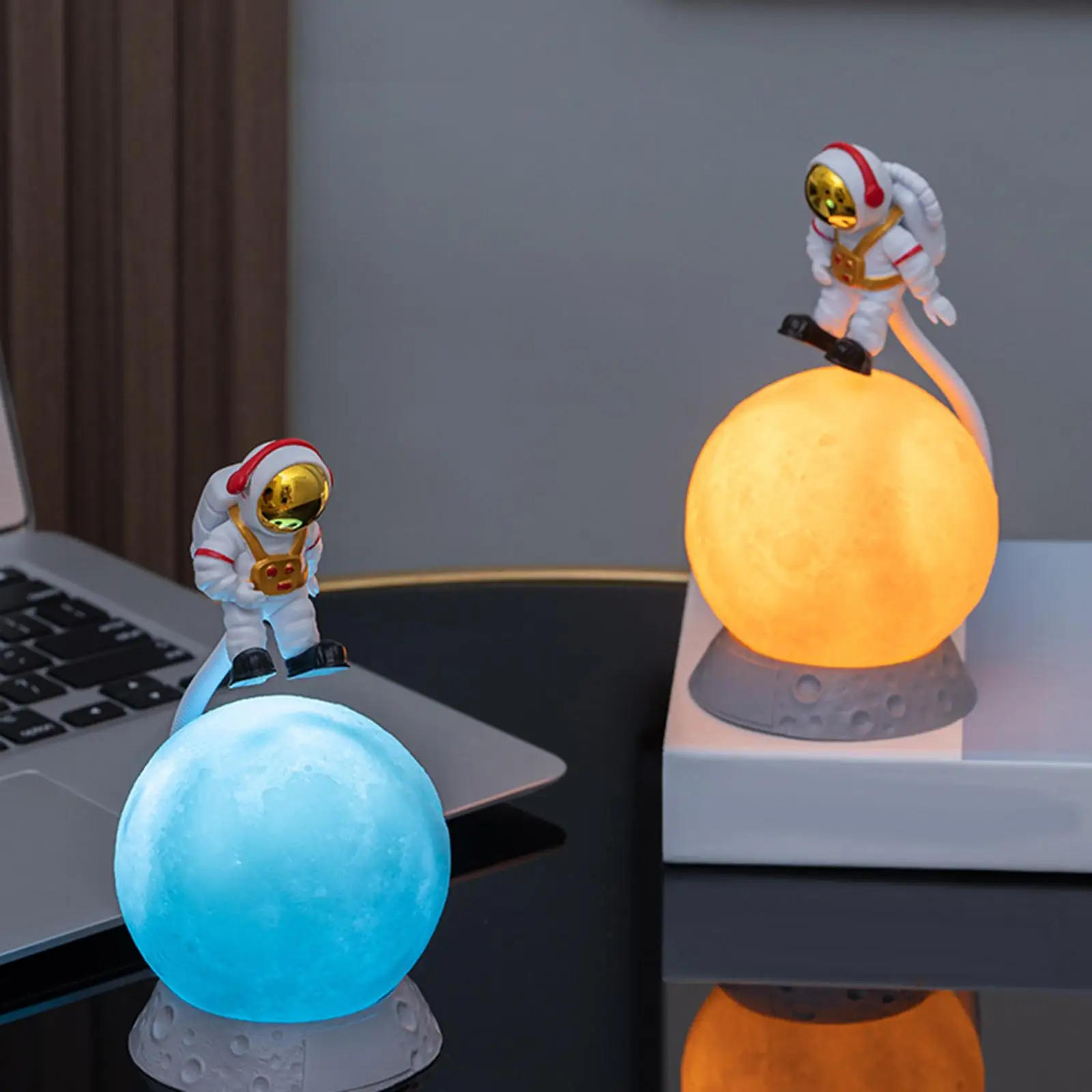 Battery Operated Astronaut LED Lamp Night Light Moon Nightlight Spaceman NightStand Desk for Nursery Bedroom Children Gift