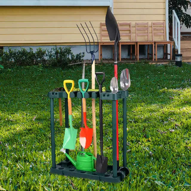 Garden Tool Organizer Rakes Shovels Rack With Casters Space Saving Utility Rack  Yard Tool Hangers For Shed Indoor Outdoor Home - Storage Holders & Racks -  AliExpress