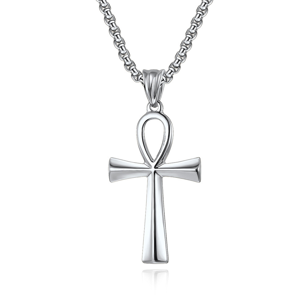 Klassische Einfache Ägyptischen Ankh Kreuz Halsketten Für Männer Frauen Edelstahl Symbol des Lebens Kreuz Anhänger Amulett Schmuck Geschenke – Detail 9