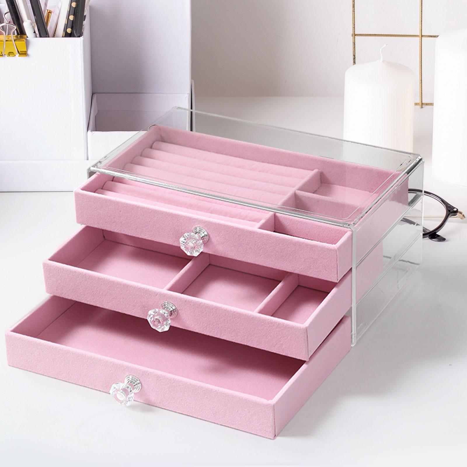 Portable Jewelry Box Large Earrings Rings Acrylic for Necklace Jewelry Storage Box Jewelry Case for Friends, Wife or Mother Gift