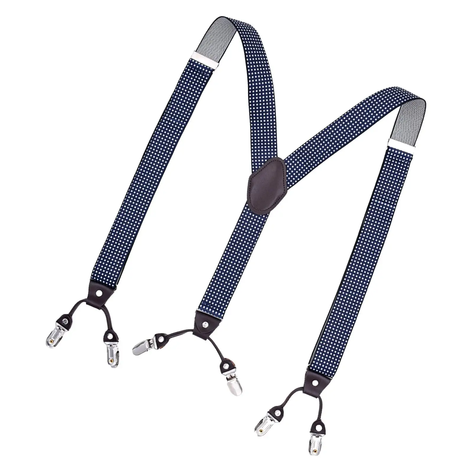 Casual Mens Suspender 6 Clips Elastic Straps Adults Adjustable Side Clip Suspenders Trucker Suspenders for Belt Loops Supplies