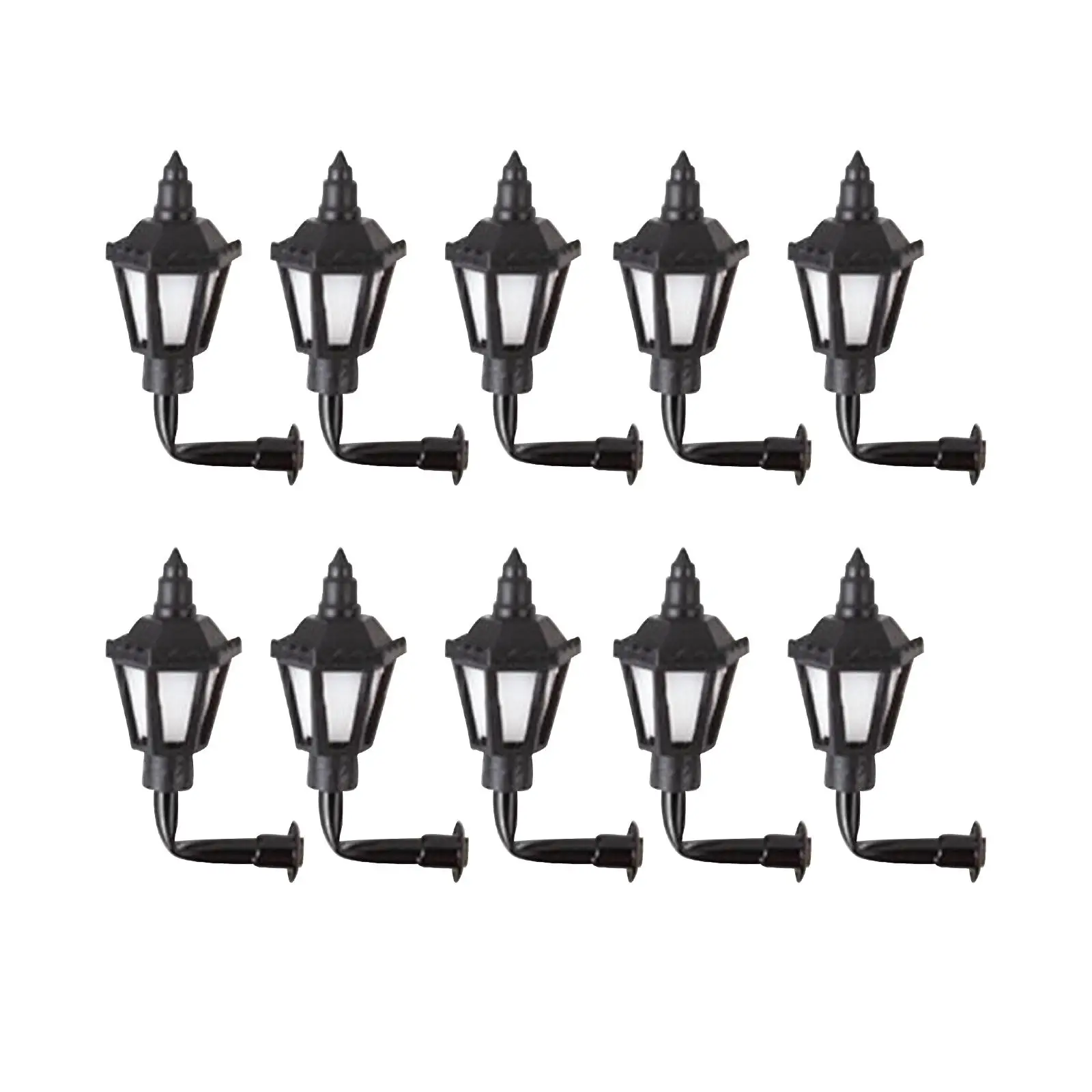 10 Pieces Mini Miniature Street Light Model Doll Simulation Room Ornament 1:87 Scale Lamp Vintage Wall Lamp Models furniture