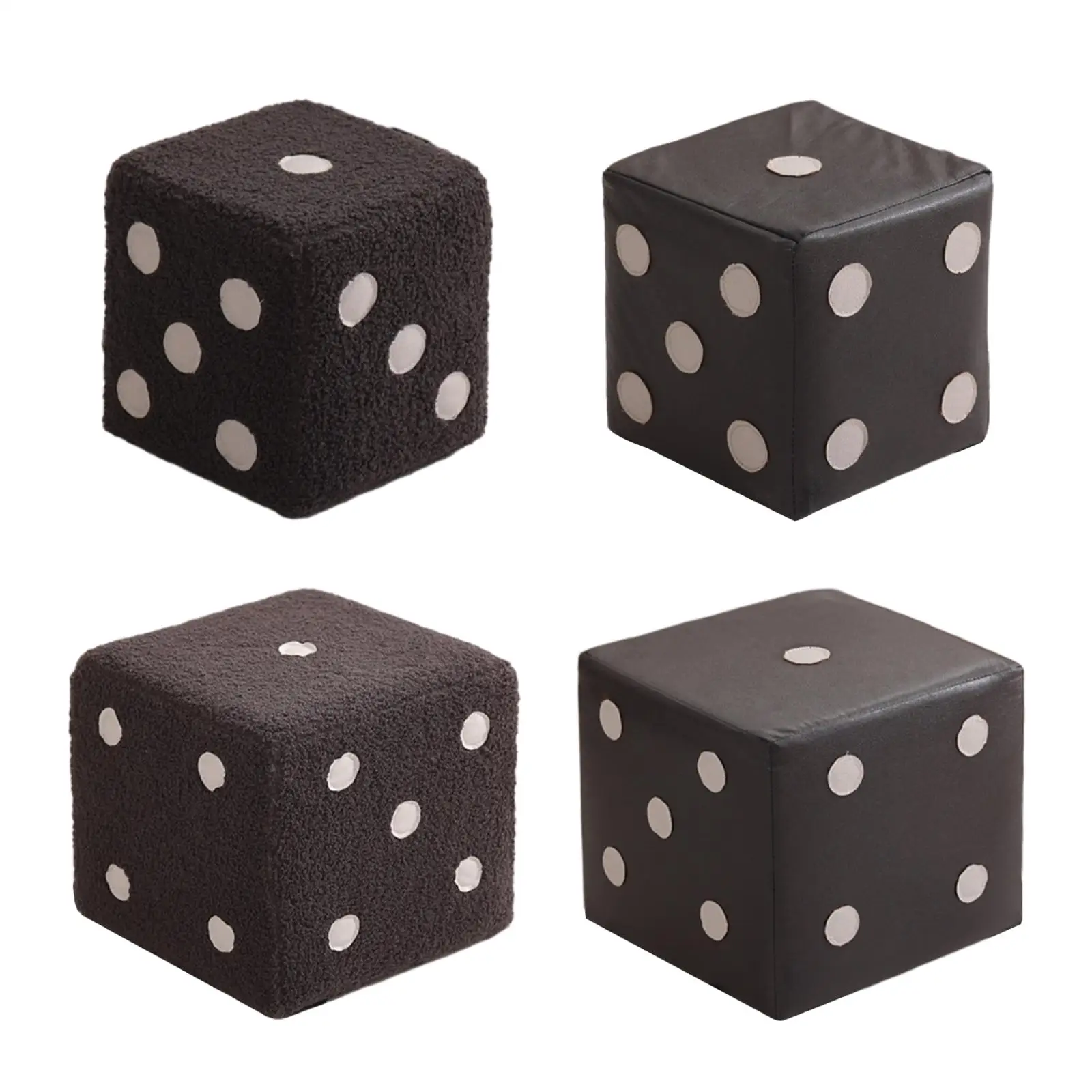 Small Footrest Unique Upholstered Stable Dice Patterns for Playroom Bedside