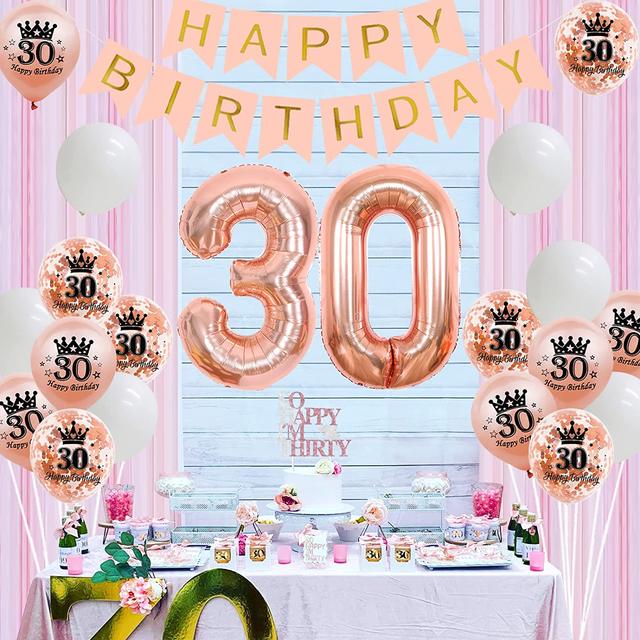 Black Happy Birthday Party Decorations, 30 Birthday Balloon, Sash Banner,  Cake Decor for Man and Woman, So Happy I'm Takes 30, 2 - AliExpress