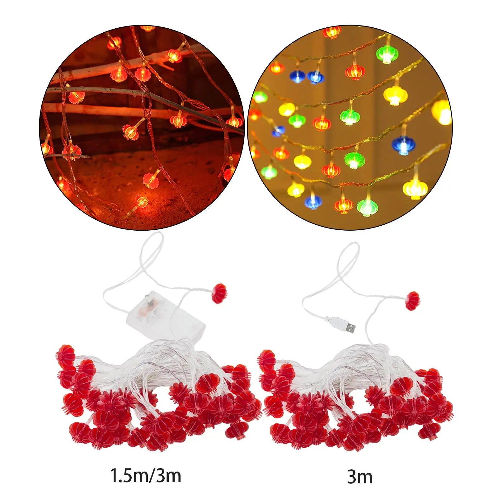 LED String Lights Red Lantern Copper Wire Chinese New Year Hanging Fairy Light for Xmas Wedding Party Home Decoration