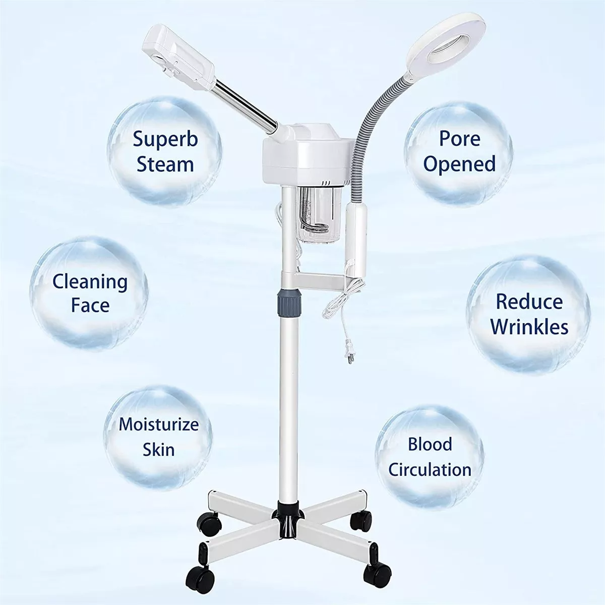 Best of 2 In 1 Facial Steamer 3X Magnifying Lamp Hot Skin Beauty Machine Spa Salon For Facial Spa Skin Care Deep Cleaning Makeup Reviews & Tips - Image 3