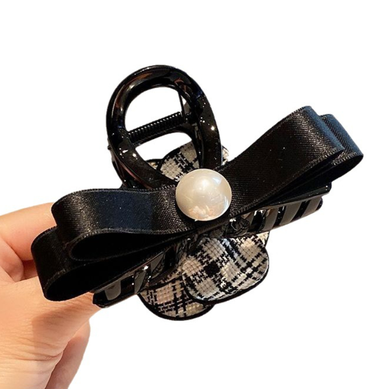 High-End Vintage Kamelie Blume Bogen Haars pange Klaue Ins Rückseite der Kopf Clips Mode neue Accessoires Barette Cheveux Fille – Detail 5