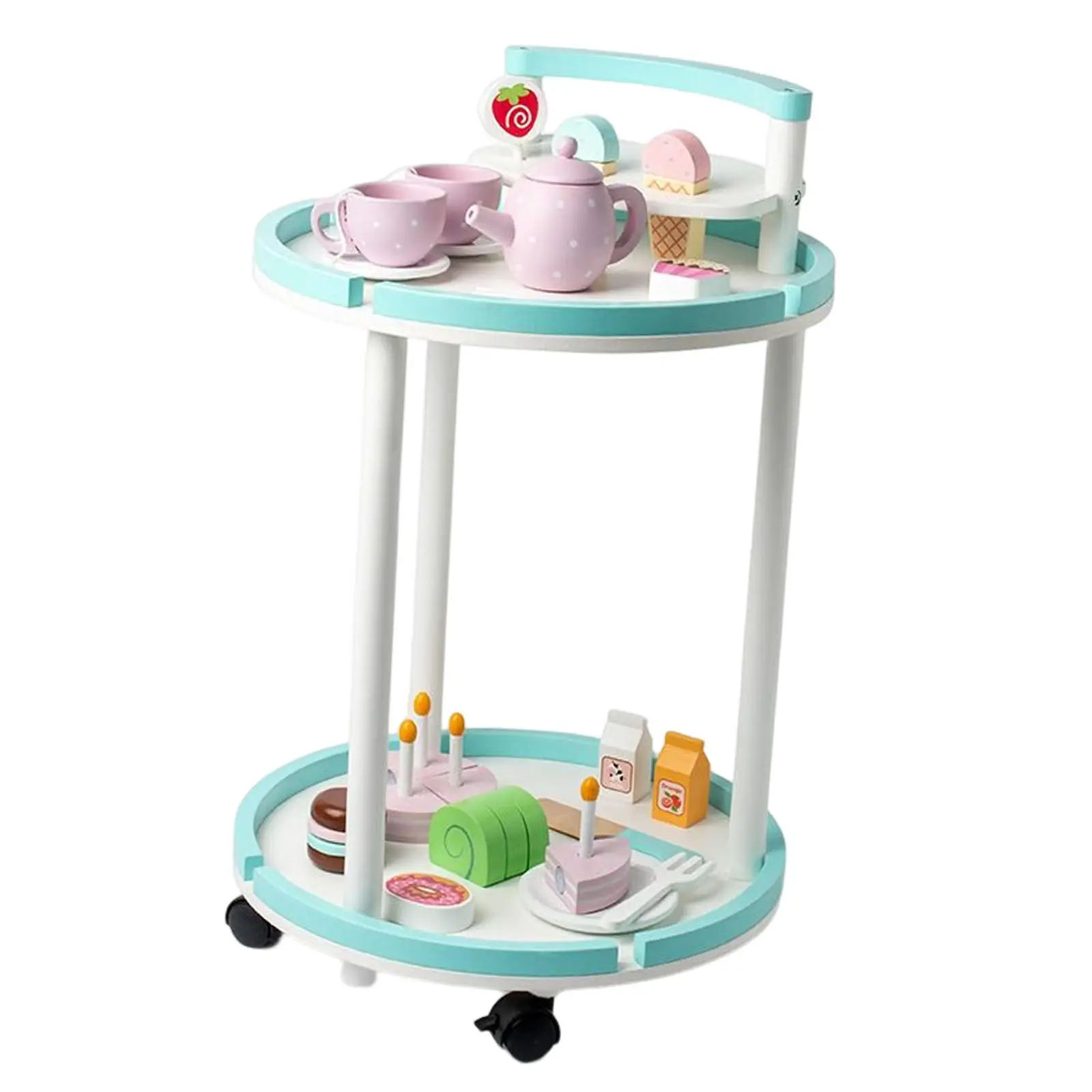 Afternoon Tea Trolley Toy with Universal Wheels Multipurpose for Daycare