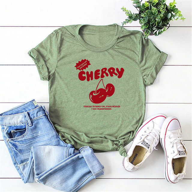 Cherry Vintage Shirt Cute Cherries Graphic Tee Women Y2k
