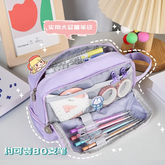Large Capacity Pencil Bag Pink Aesthetic School Pencil Box