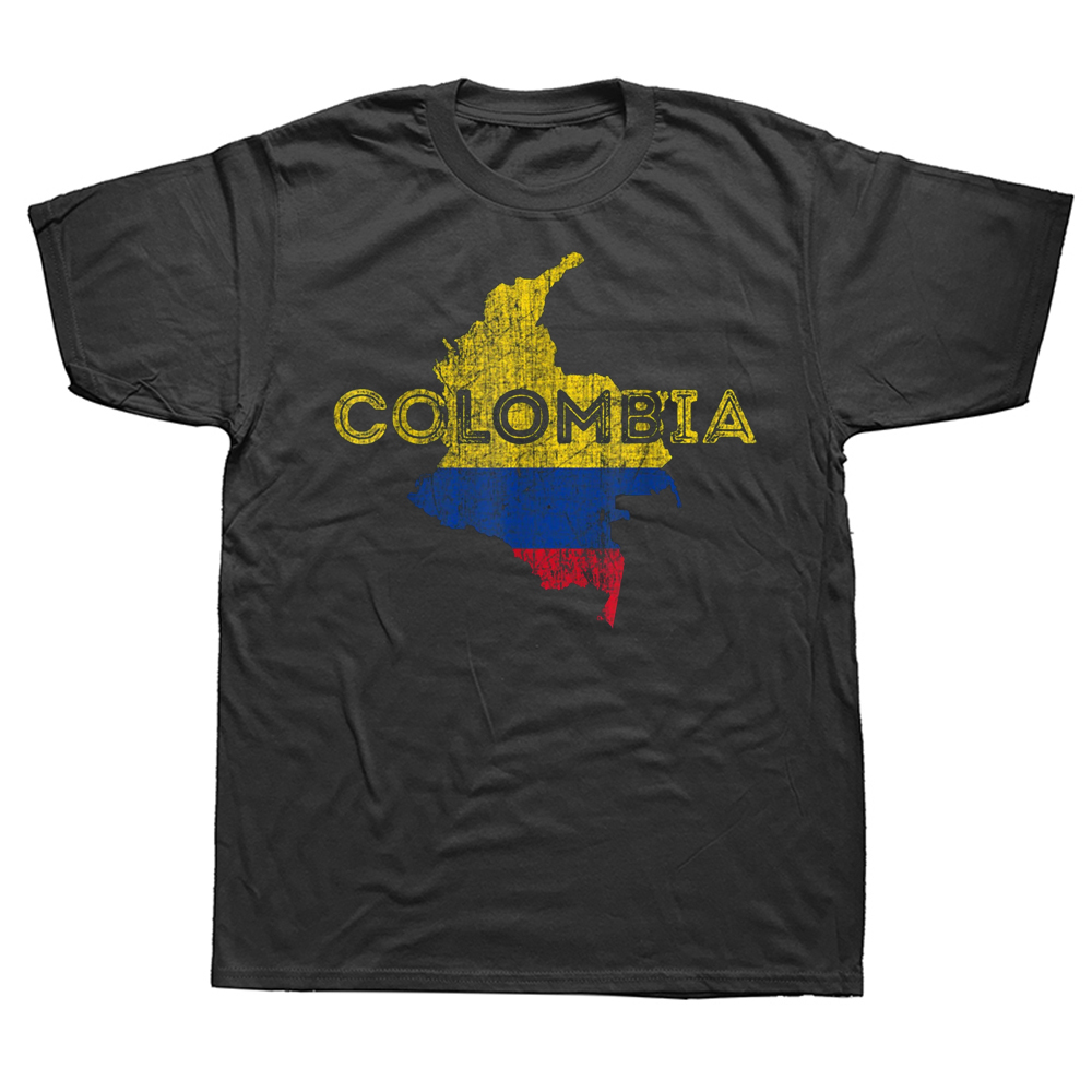 Kolumbianische Karte und Flagge Kolumbien T-Shirt Grafik Baumwolle Streetwear Kurzarm Geburtstagsgeschenke Sommer Stil T-Shirt Herrenbekleidung – Detail 2