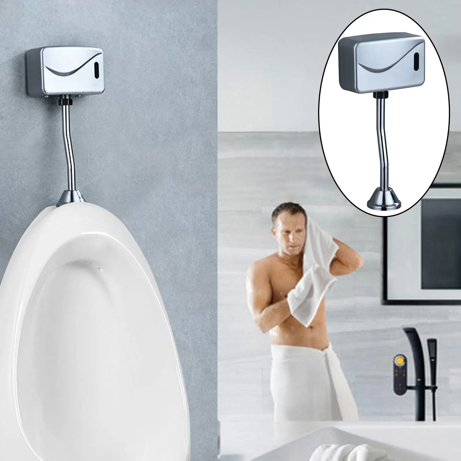 Automatic Urinal Flush Valve Wall Mounted Touch-Less Urinal Flush Valve Bathroom Toilet Home Kit Hose Controller Tank