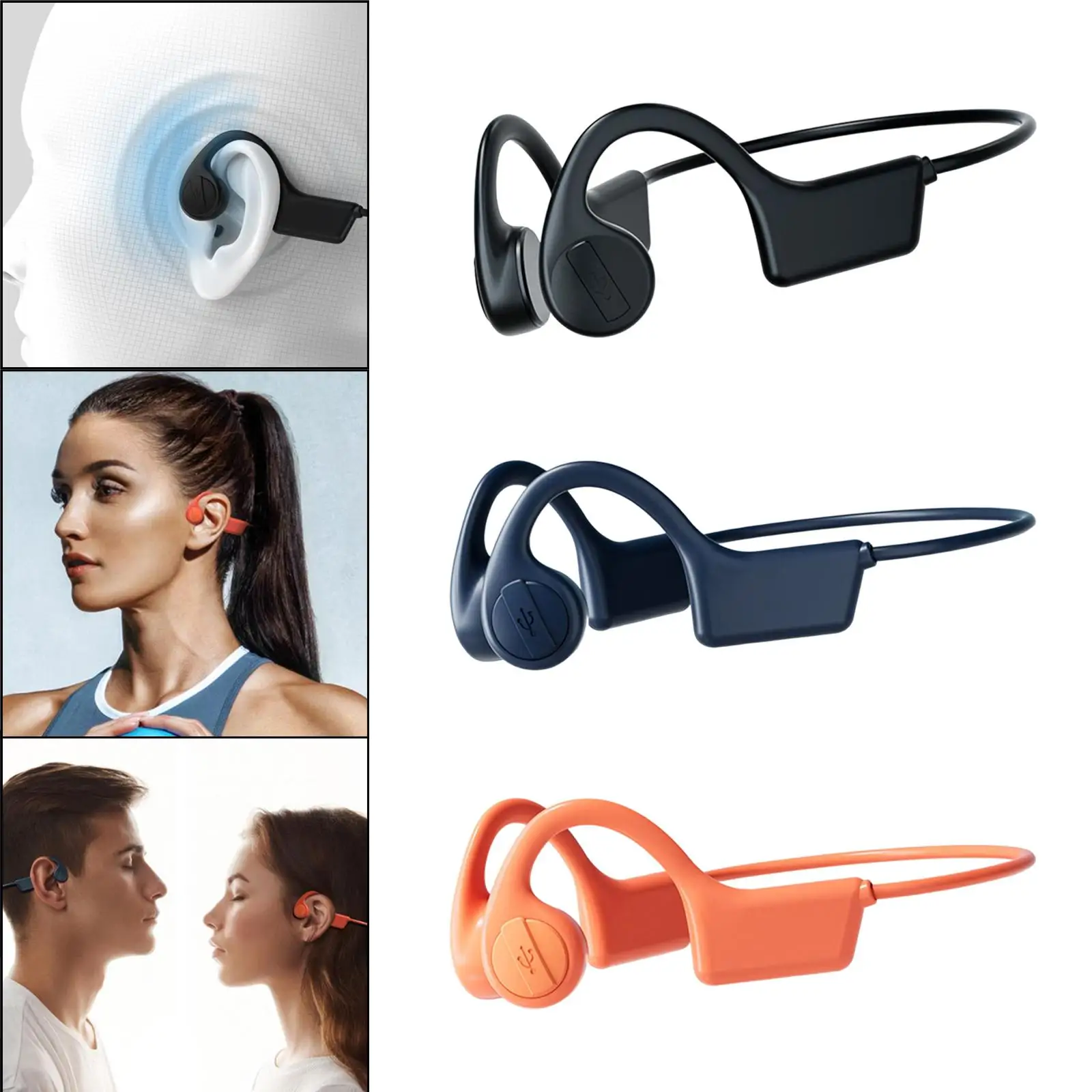 Bluetooth Headphone Bone Conduction Sweatproof with Mic 5.0 Painless wearing Open Ear Headset for Running Sports Workout Hiking