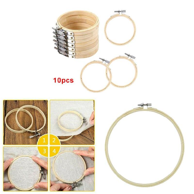 10 Stück DIY Kreuz stich Stickerei Kreis verstellbare Bambus Creole nring Unterstützung – Detail 1