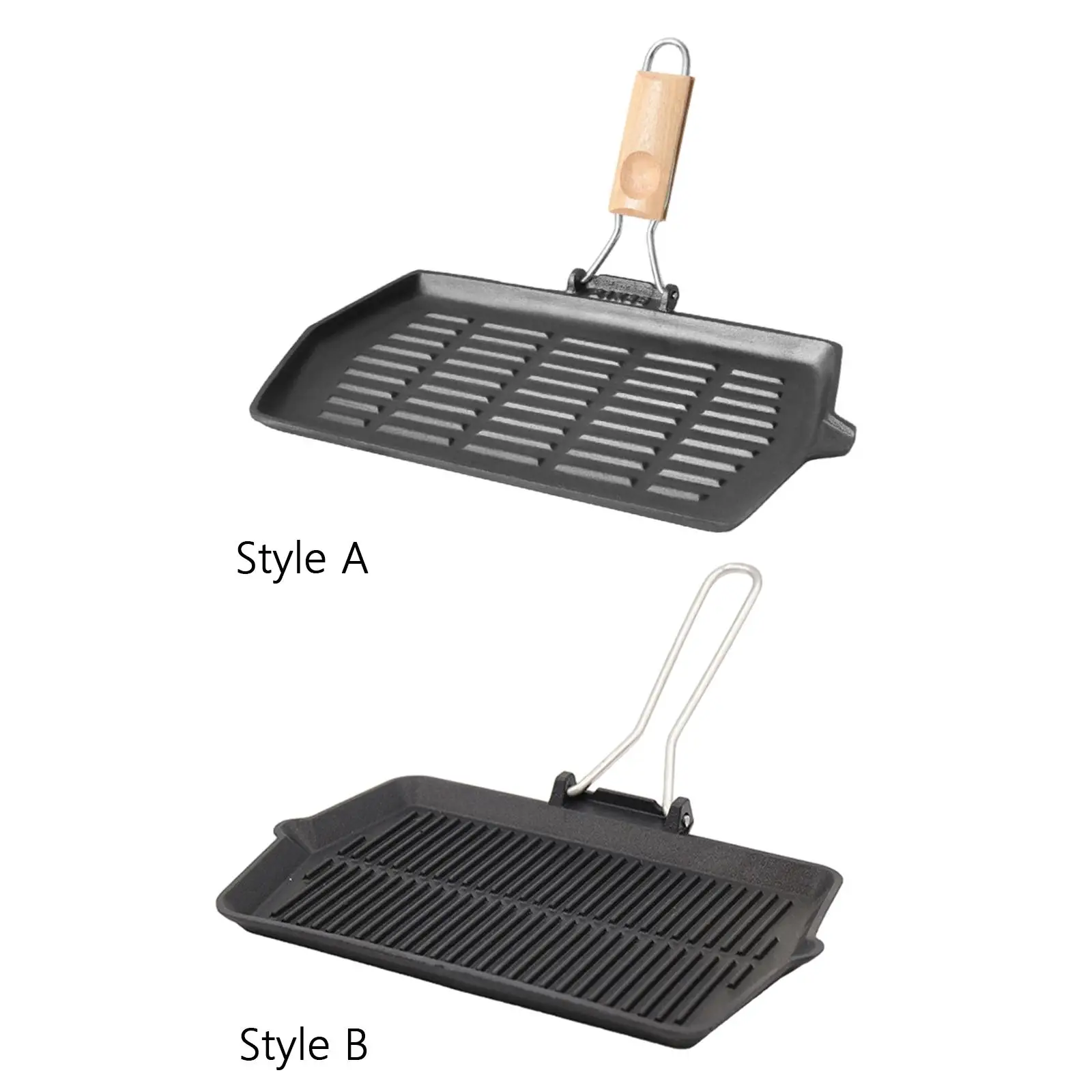 Grill Pan with Folding Handle Nonstick Uncoated for Stove Tops Steak Pan