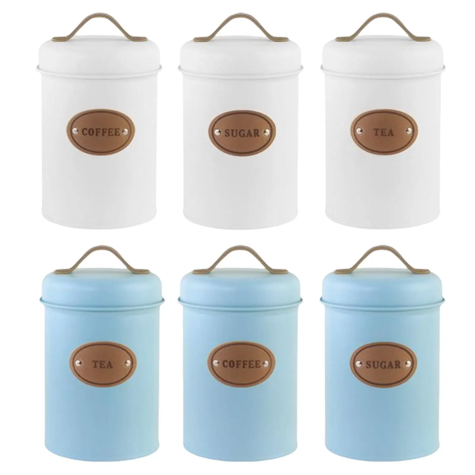 3Pcs Storage Canisters Sugar Coffee Tea Organizer Cylinder with Air Tight Lids Easy Clean Kitchen Canister Set for Kitchen