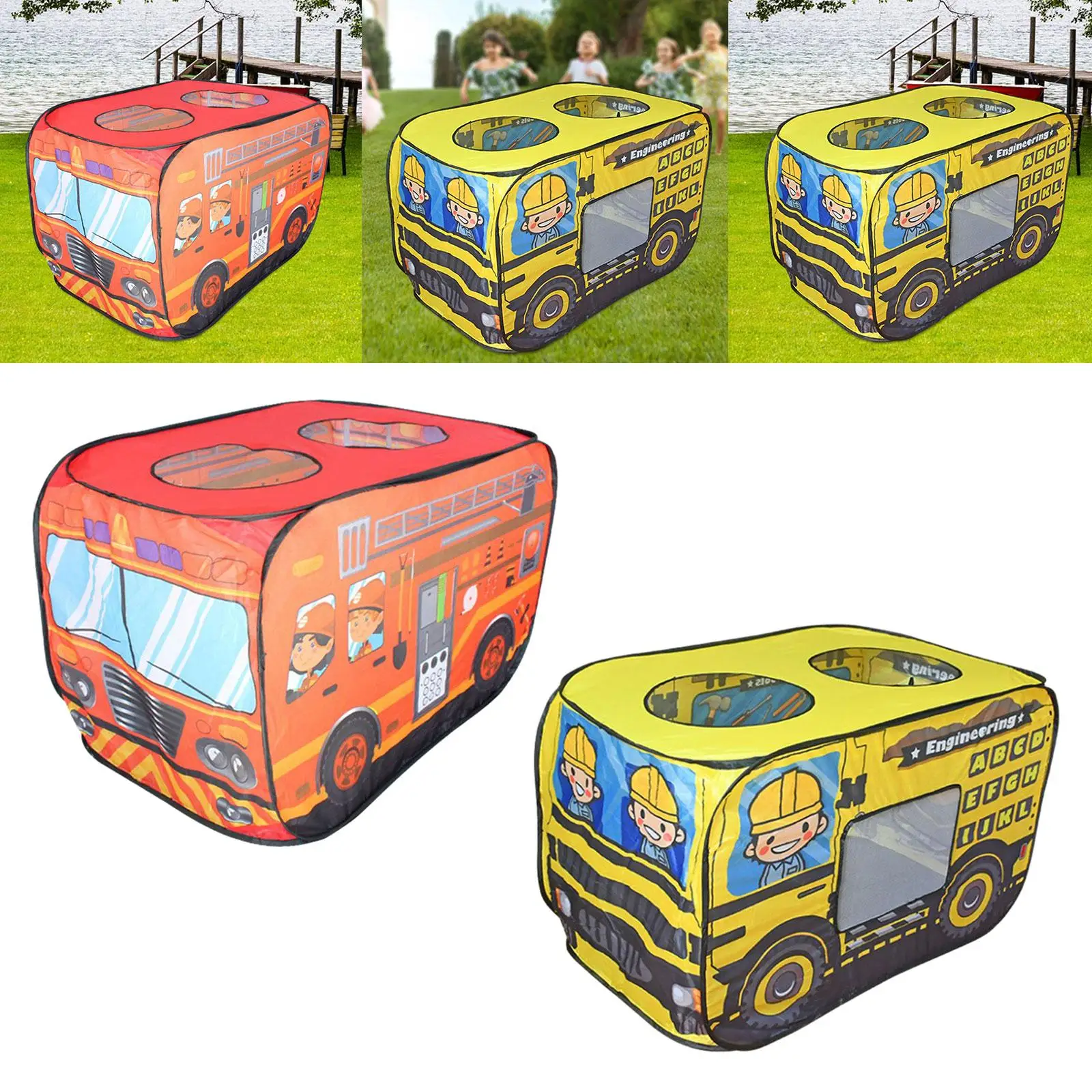 Cartoon Car Play Tent Kids Playhouse Castle Children Games Play Fun Foldable Tent for Yard Outdoor Indoor Garden Gifts