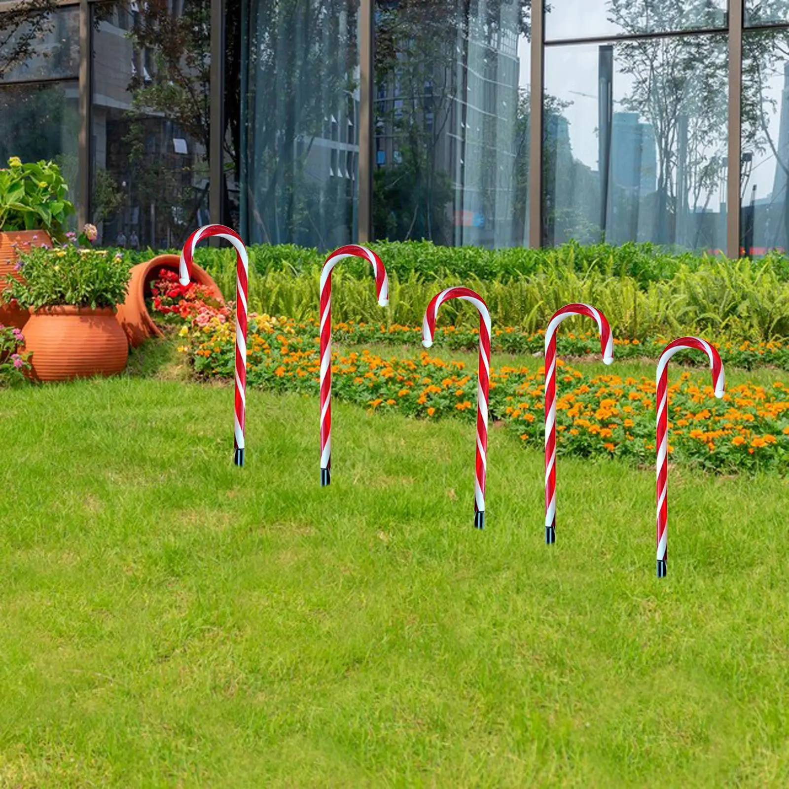 Christmas LED Lamps Decor with Ground Stake Fairy Lights Waterproof Candy Cane Battery Powered Lights for Xmas Driveway Outdoor