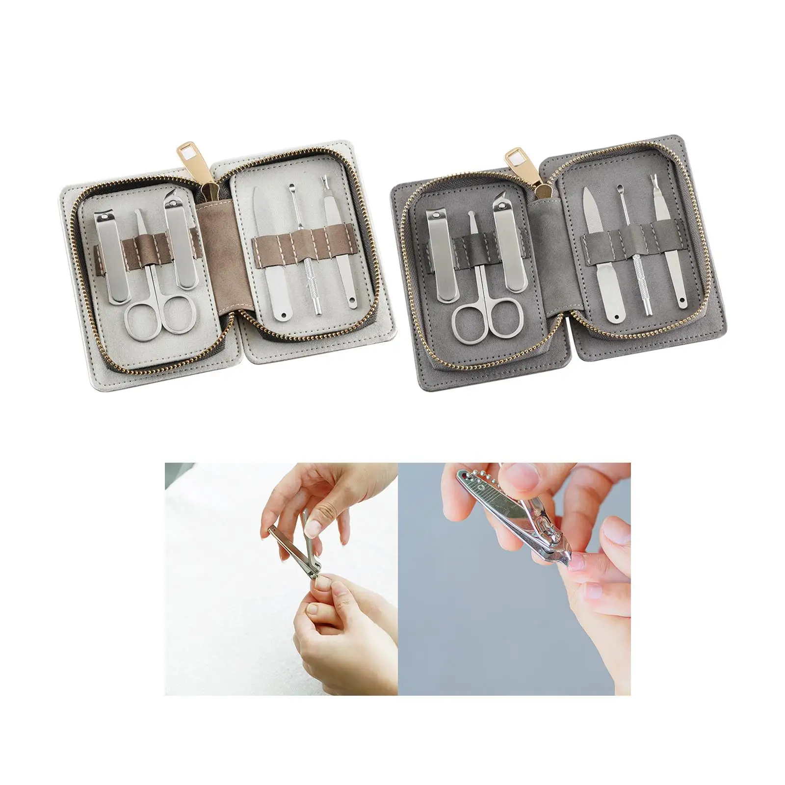 6Pcs Portable Manicure Kit Gift Fingernails Toenails Nail Care Tools Grooming Kit Nail Clippers Pedicure Kit for Travel Home