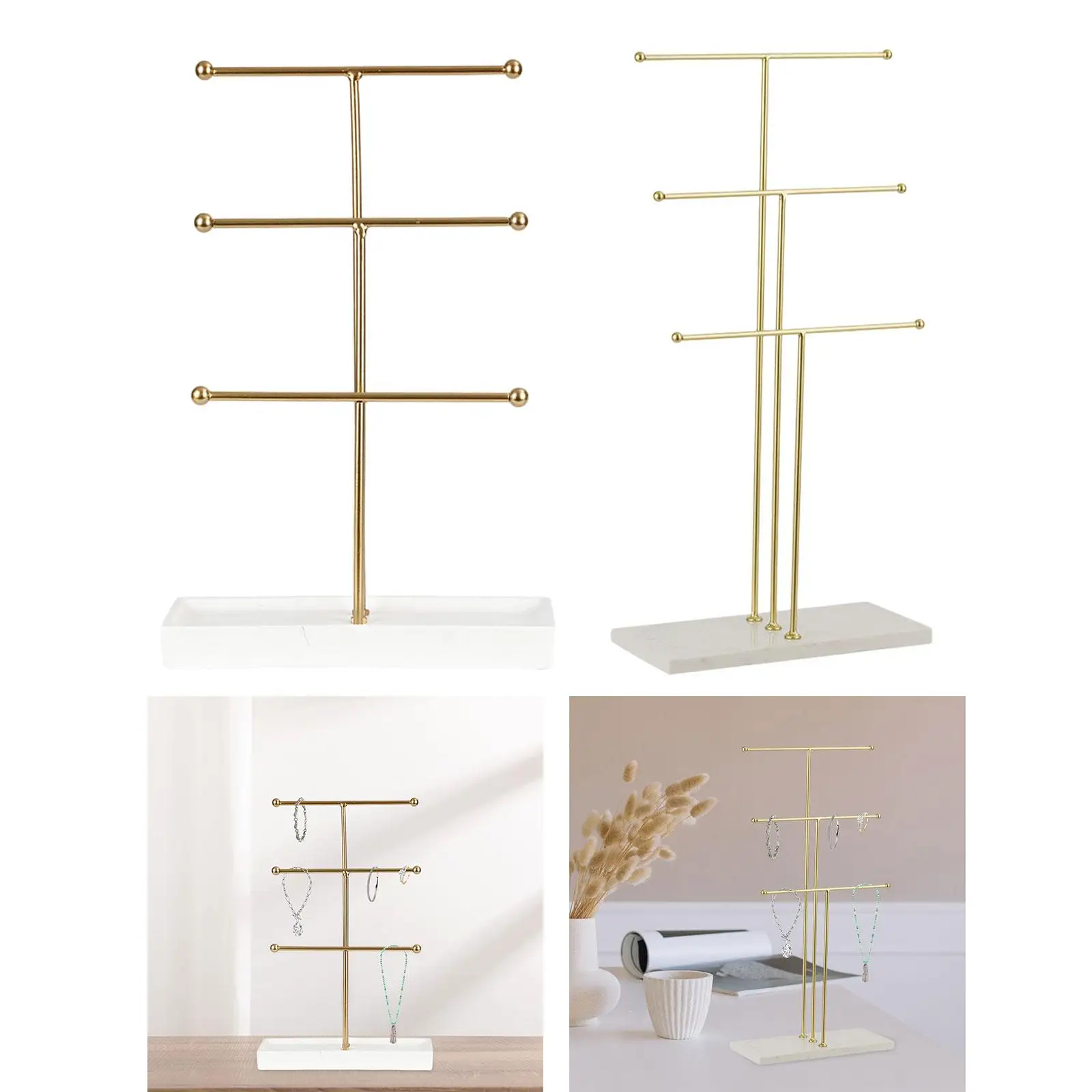 Jewelry Stand 3 Tiered Bars Jewelry Holder Home Decor Stable Base Jewelry Storage Rack Jewelry Shelf for Earrings Necklaces
