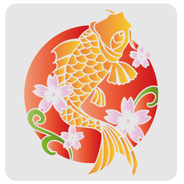 Pochoirs Sérigraphie Koi OLYCRAFT - 2 Pcs 28x22cm, Auto-Adhésifs Réutilisables