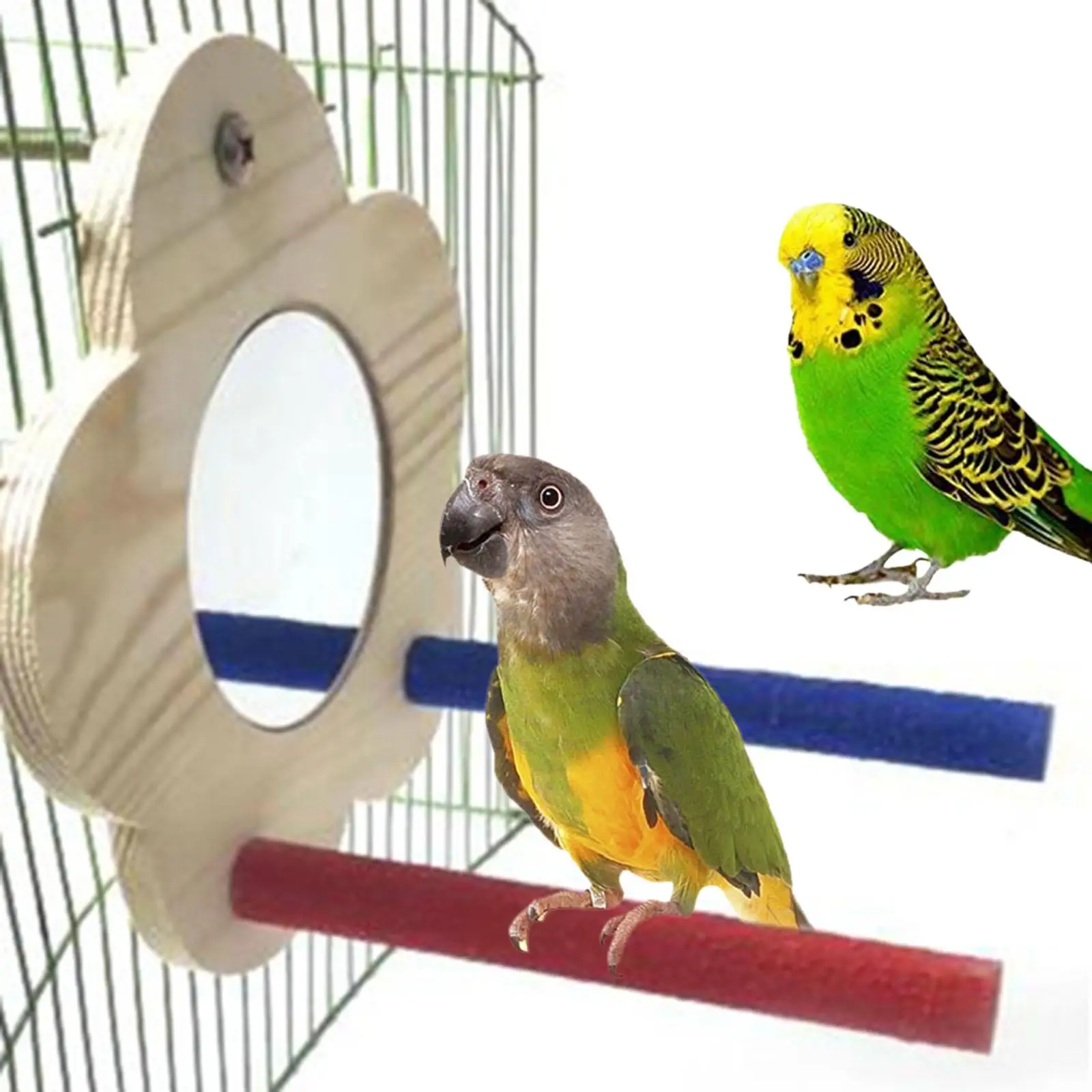 Bird Perch Mirror for Bird Cage Parrot Paw Grinding Stick Parrot Mirror Perch for Small Bird Finch Cockatoo Budgies