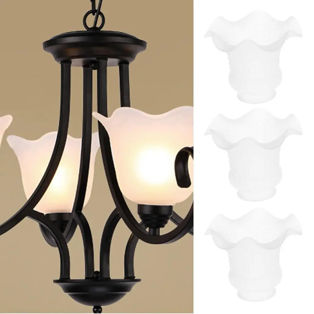 3pcs Floral Frosted Glass Ceiling Lamp Pendant Light Shades Wall Lightings