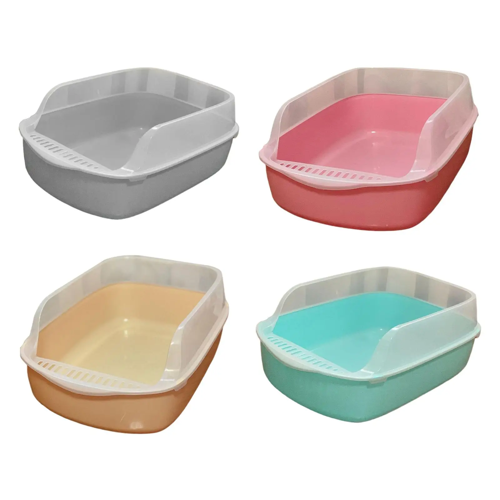 Cat Litter Box High Sided Durable Kitty Litter Tray Easy to Clean Open Top Pet Litter Tray for Indoor Cats Rabbit Small Animals