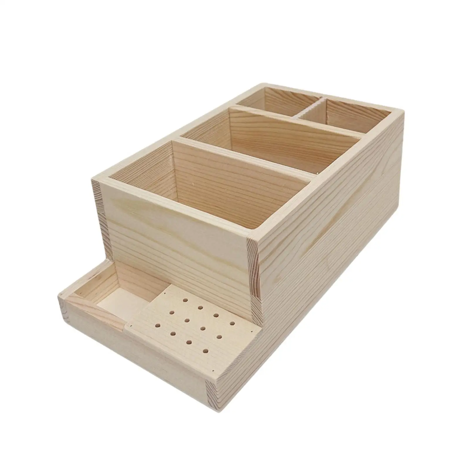 Wood Nail Drill Bits Wood Stand Organizer Accessory Manicure Tools Box Container