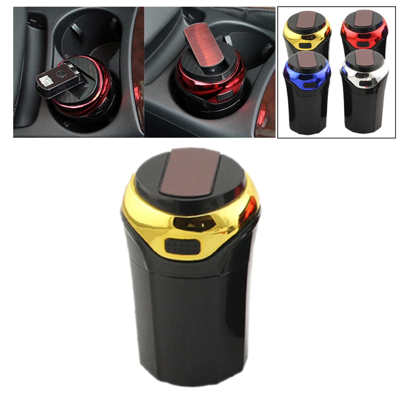 Auto Car  Portable with Lighter  Smokeless  Stand Cylinder Cup Holder (Black)
