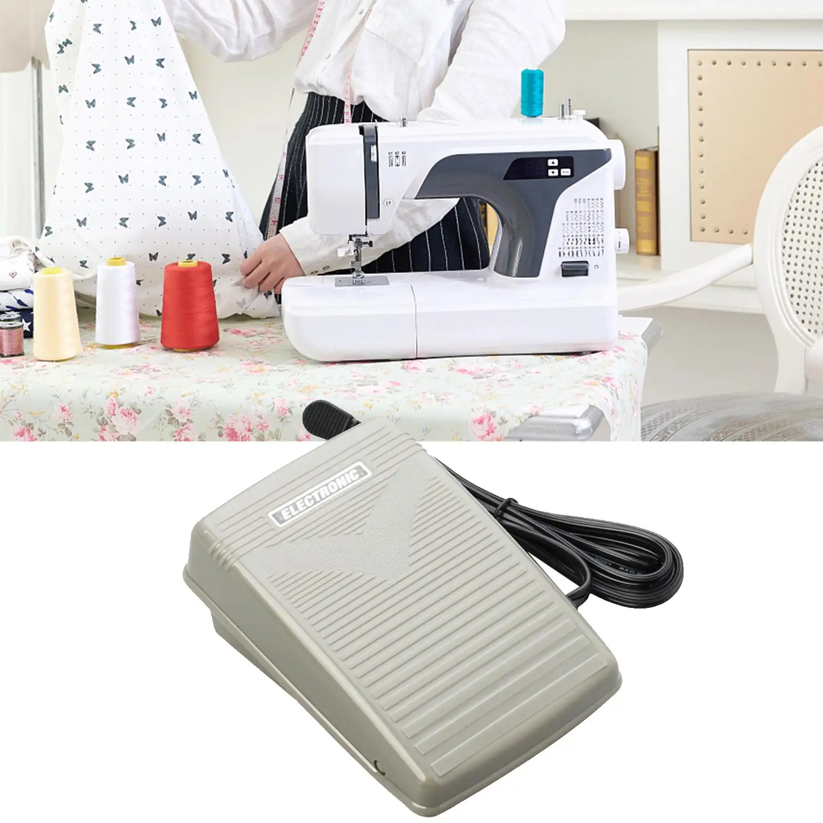 Sewing Machine Foot Pedal Easy Operation with Power Cord for Singer