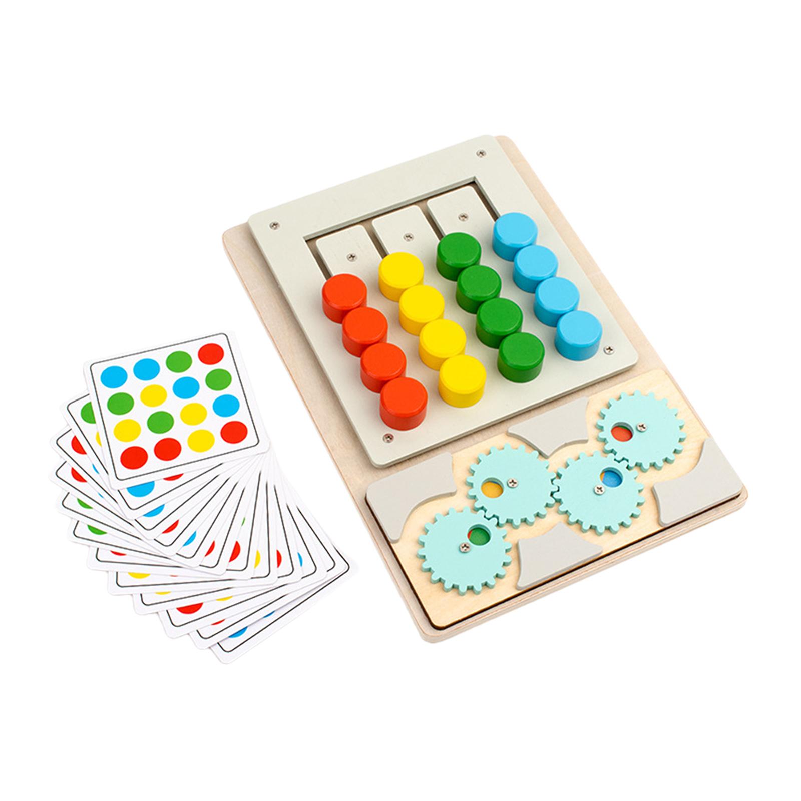 Wooden Sliding Puzzle Color Sorting Memory Game Development Toy Montessori Educational for Boys Girls Birthday Gift Party Favors