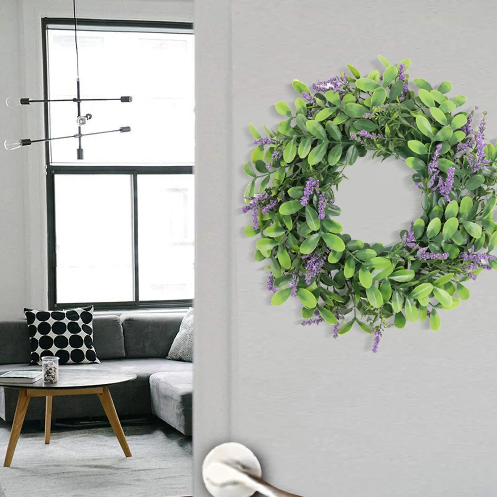 Eucalyptus Wreath Spring Front Door Wreath with Lavender  Farmhouse for Home Porch   Wedding Garden Office Decor