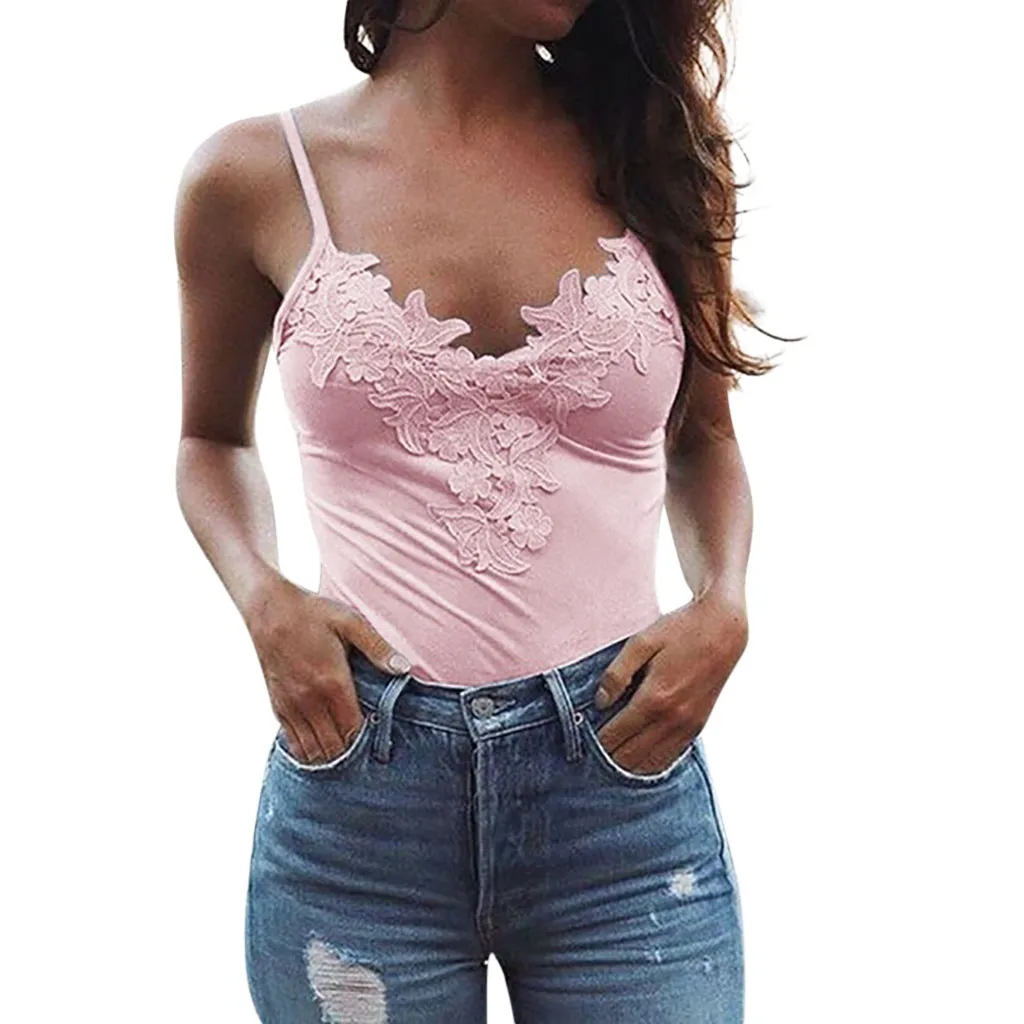 womens cami Women's Fashion Camis Top Sexy Sleeveless Lace Patchwork Tank Tops Beach Holday Blusa Summer Gym Sports Tee Shirt Camiseta Mujer sexy camisole
