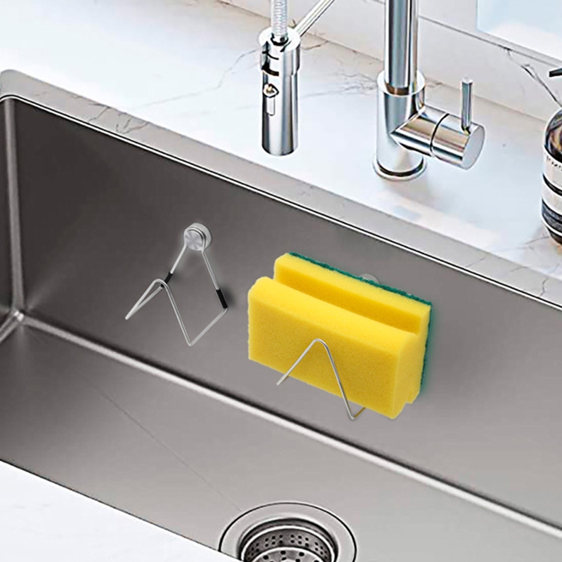 Magnetic Sponge Holder for Kitchen Sink Stainless Steel Drain Rack Dish Drainer