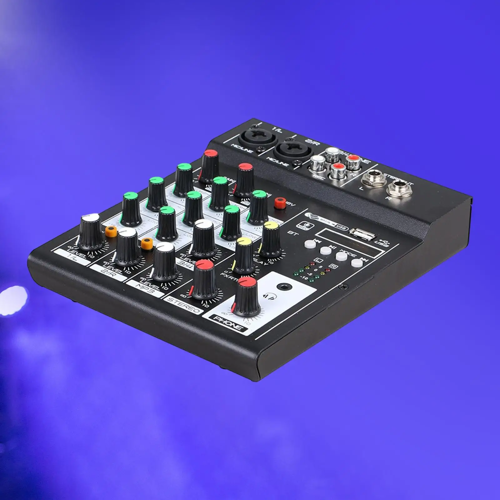 4 Channel Audio Mixer with USB Ports Sound Mixer for DJ studio Webcast