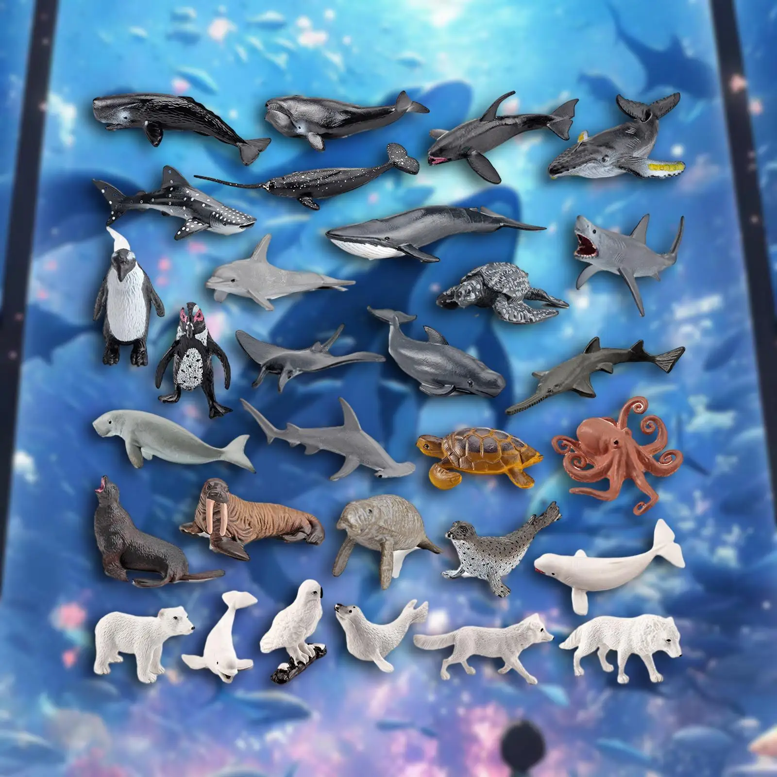 30 Pieces Sea Animals Marine Animal Toys for Kids Gift Home Desktop Decor
