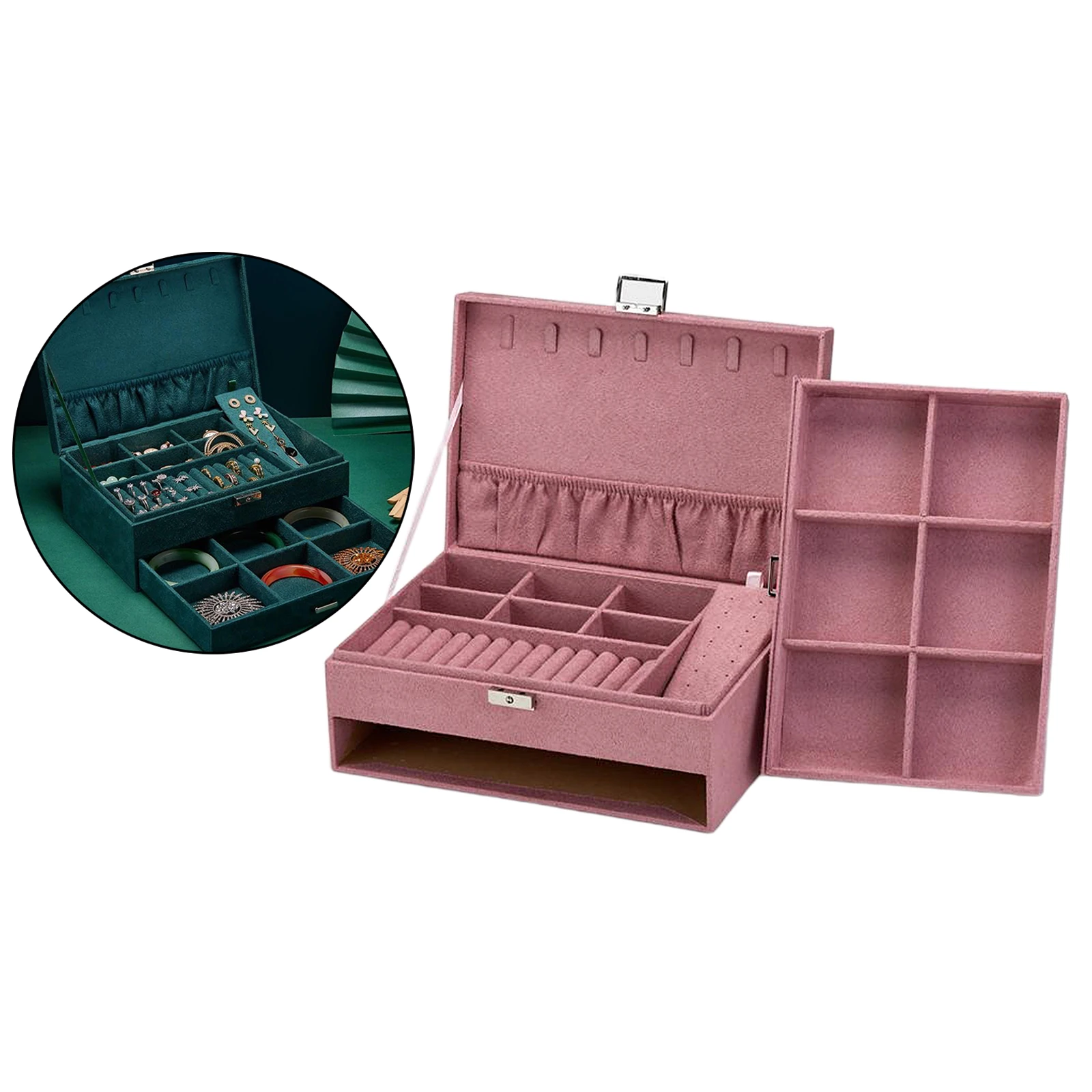 Jewellery Box Large Jewelry Storage Organiser, Jewellery Case Compact Size